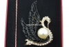 Martisor brooch, Swan with crystals, 5x3.5cm, box included - x1