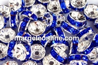 Spacer Rhinestone albastru cobalt, 8mm - x10