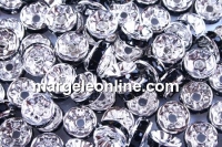 Spacer Rhinestone negru, 8mm - x10