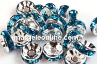 Spacer Rhinestone turcoaz intens, 8mm - x10