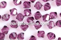 Swarovski, margele bicone, amethyst, 4mm - x20