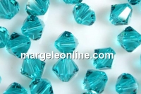 Swarovski, margele bicone, blue zircon, 4mm - x20