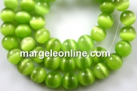 Cat's eye beads, lime green, 6mm