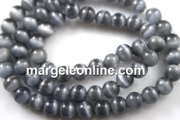 Cat's eye beads, gray, 6mm