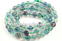 Rainbow fluorite, round, 6mm