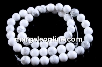 White howlite, round, 8mm