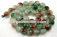 Jade, faceted round, ruby green, 10mm