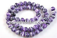 Purple-white syntethic malachite, round, 6mm