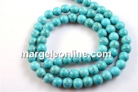 Turquoise magnesite, round, 6mm