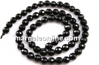 Onix, black, faceted round, 6mm