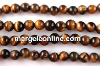 Brown tiger eye, round, 6.4mm