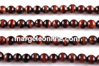 Red tiger eye, round, 6.5mm