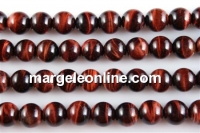 Red tiger eye, round, 8.5mm