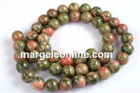 Unakite, round, 8.5mm