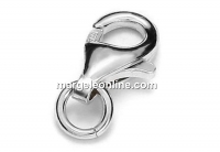 Clasp, rhodium-plated 925 silver, 9.5x6mm - x1