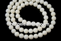 Coral beads, ivory, round, 6mm