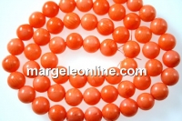 Coral beads, Coral beads orange, round, 8.5mm