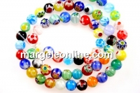 Margele chevron, rotund, mix multicolor, 6mm