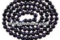 Blue goldstone, round, 4mm