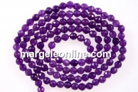 Agate, faceted round, purple, 3mm