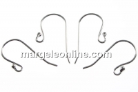 Earring findings, rhodium-plated 925 silver, 20mm - x1pair