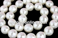 tip Mallorca pearls, faceted round, white, 12mm