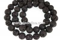 Black lava, round, 8.5mm