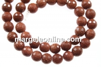 Brown goldstone, faceted round, 6mm