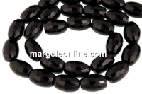 Onix, black, faceted oval, 12x8mm