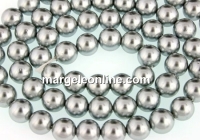 tip Mallorca pearls, round, silver, 6mm