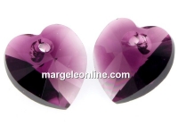 Swarovski, heart pendant, amethyst blend, 10mm - x2