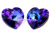 Swarovski, heart pendant, heliotrope, 14mm - x2