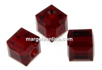 Swarovski, cube bead, siam, 6mm - x2