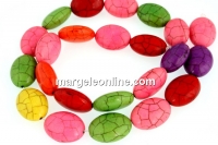 Multicolor magnesite, flat oval, 18x13mm