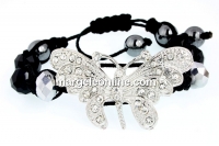 Shamballa bracelet with butterfly link - x1