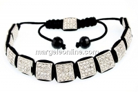 Square Shamballa Bracelet with 12 beads, crystal - x1