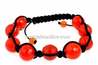 Orange Agate Shamballa Bracelet, 12mm - x1