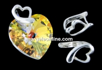 Pendant bail, heart, 925 silver, 9.5x6.5mm - x1