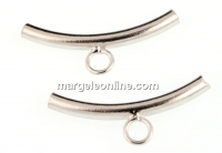 Tube, 1 loop, rhodium-plated 925 silver, 20x2mm - x1