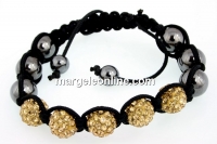 5 beads Shamballa bracelet light topaz light x1