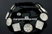 Shamballa bracelet with 9 beads metal, crystal - x1