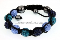 Bratara cu 9 margele shamballa sapphire, blue montana, blue zircon - x1