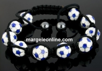 Bratara cu 10 margele shamballa metal, minge fotbal - x1