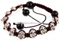 Bratara shamballa cu 11 cranii vesele din metal, - x1