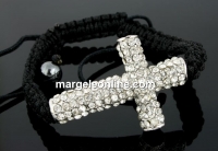 Shamballa bracelet with cross links, 38x27mm - x1