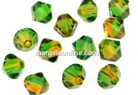 Swarovski, bicone bead, fern green - topaz, 4mm - x20