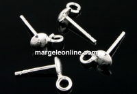 Earring base, 1 loop, 925 silver - x1 pair