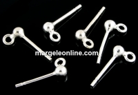 Earring findings, ball 3mm, 925 silver, 13mm - x1pair