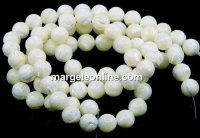 Mother of shell, white-ivory, round, 6mm