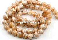 Mother of shell, white-golden beige, round, 6mm